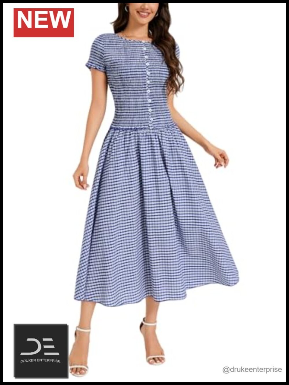 100% Cotton Gingham Skirt Set Square Neck Crop Top Maxi Two Piece Outfit